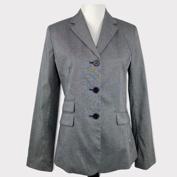 Talbots Women's NWT Blue Mini Check Three Button Luxury Career Blazer 6 Long/C36 - Picture 1 of 7